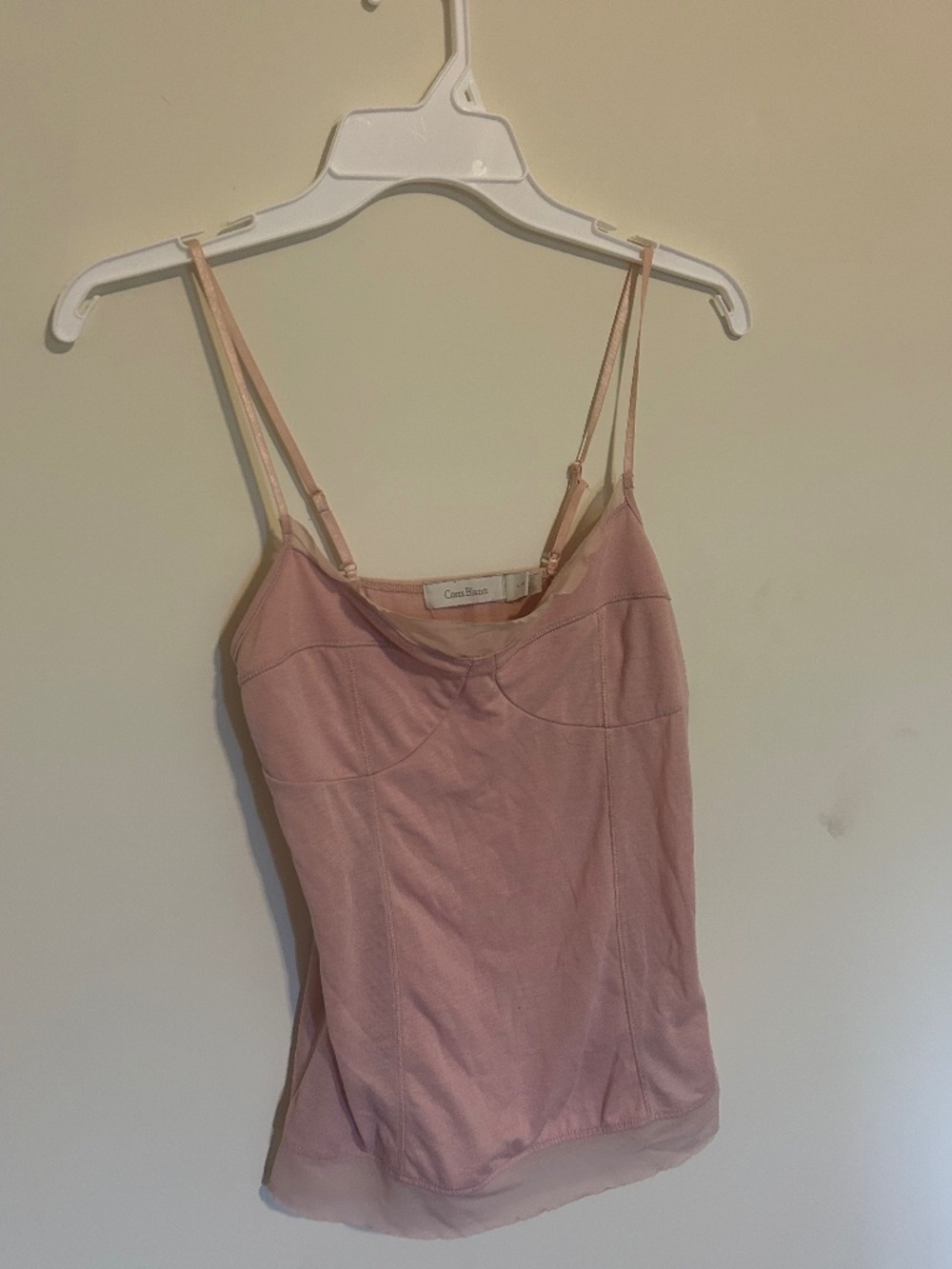 Vintage Costa Blanca Light Pink Sheer Trim Cami Top